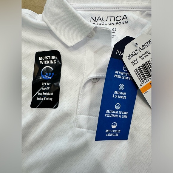 2 boys school uniform polo short sleeve shirts white navy Nautica French toast - Picture 10 of 14
